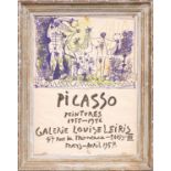 PABLO PICASSO, rare original lithographic poster, 1957, Galerie Louise Leiris, printed by Mourlot,