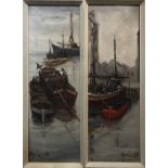 JORGE AGUILAR AGON (b.1936, Barcelona) 'Boats at Harbour', a pair of oil on canvas, signed and dated