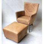 LABEL VAN DEN BERG FOXX ARMCHAIR, by Gerald van der Berg, 60cm W and Conran stool 55cm x 55cm x 36cm