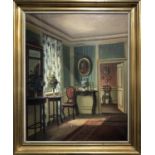 FREDERIK WILHELM SVENDSEN (Danish 1885-1975) 'Interior', oil on canvas, signed, 39cm x 49cm, framed.