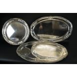 SERVING TRAYS, silver plate marked Habis for Kado of large proportions and one other round also