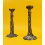 IGOR MITORAJ (Polish 1944-2014) CANDLESTICKS, a pair, bronze, 21cm H.