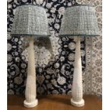 MANNER OF JOHN DICKINSON TABLE LAMPS, a pair, with Pooky shades, 111cm H approx. (2)