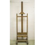 LECHERTIER BARBE & CO ARTIST'S EASEL, early 20th century oak, labeled and height adjustable (