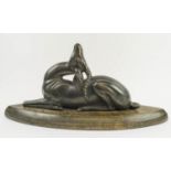 ART DECO SCULPTURE, study of an Ibex, after Georges Lavroff (Russian 1895-1991), bronze on beechwood