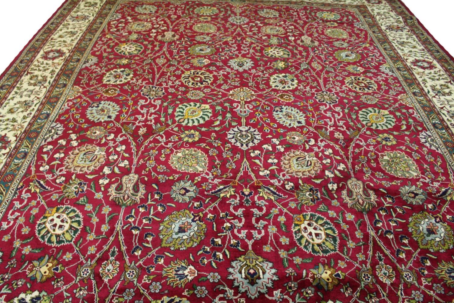 FINE PERSIAN TABRIZ CARPET, 440cm x 350cm, all over shah abbas palmette design. - Image 3 of 9