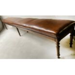 COUNTRY HOUSE HALL BENCH, early 19th century English of exceptional length in close nailed brown