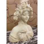 AFTER ADOLFO CIPRIANI BUST OF DAPHNE, alabaster, 29cm H. (slight faults)