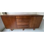 SIDEBOARD, vintage Danish teak with four drawers (one fitted), flanked by pairs of doors and