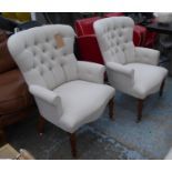 ARMCHAIRS, a pair, buttoned back finish, 97cm H. (2)