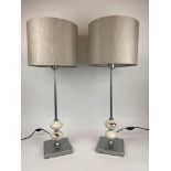 TABLE LAMPS, a pair, Spanish ceramic and aluminum, with shades, 75cm H (2).