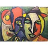 EYVIND OLESEN (1907-1995) 'Heads', oil on canvas, 65cm x 90cm, signed. (Subject to ARR - see