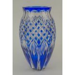 VAL SAINT LAMBERT VASE, Belgium hand cut to clear crystal, circa 1950's, mark to base, 30cm H.