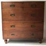 CAMPAIGN CHEST BY 'ARMY & NAVY', 19th century, teak and brass bound, in two sections with two