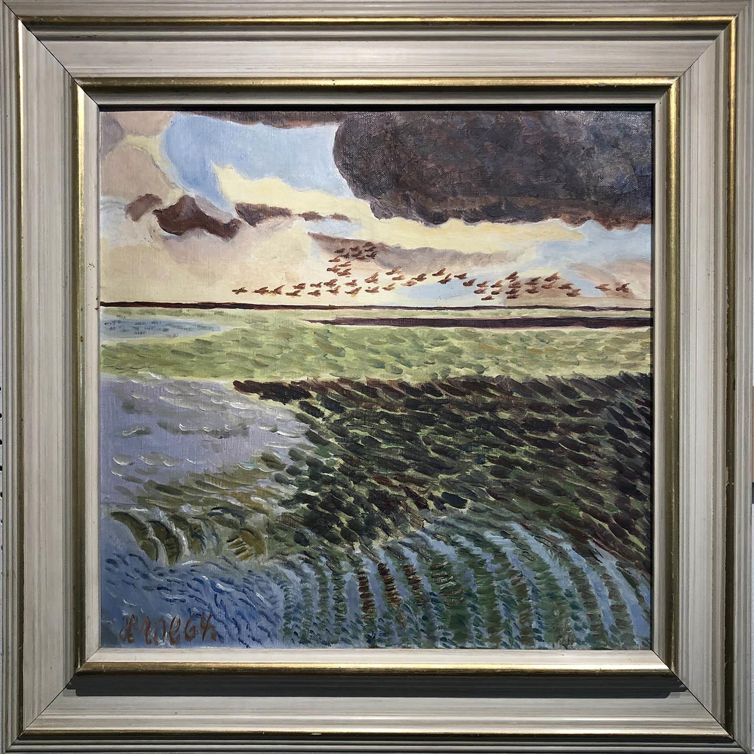 HENE (20th Century Danish School) 'Wetland Landscape', oil on canvas, signed and dated '64, 36cm x