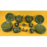 WITHDRAWN PORTUGUESE MAJOLICA CABBAGE WARE, various pieces including two soup tureens with ladles,