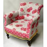 ARMCHAIR, Victorian rose patterned upholstery in the style of Cath Kidston, 73cm W.