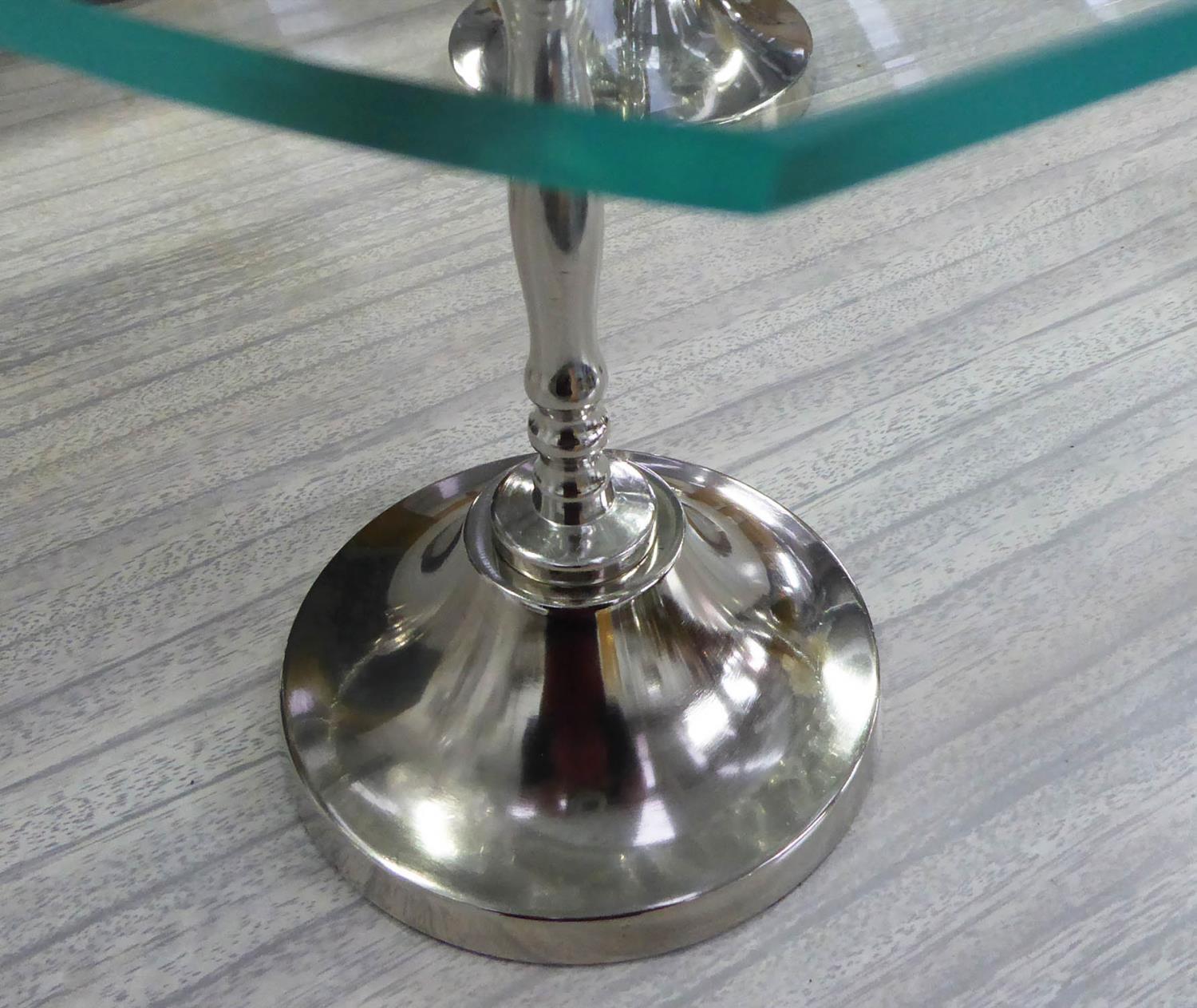 CAKE STANDS, a pair, 1920's French style, glass and polished metal, 45.5cm x 20.5cm x 48cm. (2) - Image 3 of 5