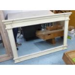 SWEDISH STYLE OVERMANTEL MIRROR, in a distressed painted finish, 120cm x 83cm H.
