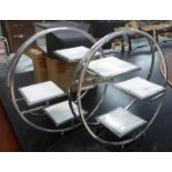 CAKE STANDS, a pair, Art Deco style, with marble inserts, 46.5cm H. (2)