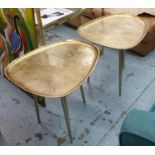 SIDE TABLES, a pair, 1950's Italian style, gilt metal, 47cm H. (2)