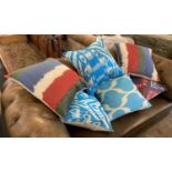 RIFAT IKAT SILK CUSHIONS, a set of six, feather inserts. (6)