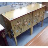 SIDE CABINETS, a pair, gilt finish with Oriental style design, 60.5cm x 40cm x 83cm. (2)