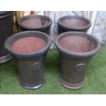 METALLIC GLAZED PLANTERS, a set of four, 41cm x 34cm diam. (4)