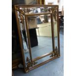 WALL MIRROR, Continental style gilt and mirrored frame, 121cm x 90cm.