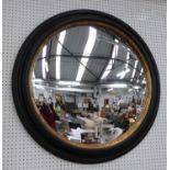 CONVEX WALL MIRROR, Regency style, ebonised with gilt detail, 86cm Diam.