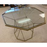 LOW TABLE, 1950's Italian inspired , gilt metal with octagonal glass top, 45cm H x 66cm.