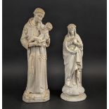 OUR LADY OF IMMACULATE CONCEPTION AND ST ANTHONY, plaster cast icon figures, 43cm at tallest. (
