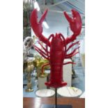 LOBSTER, polychrome finish, on stand, 57cm Tall.