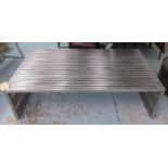 LOW TABLE, contemporary design, metal and perspex, 140cm x 80cm x 39.5cm.