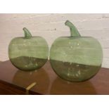 OVERSIZED GLASS APPLES, a pair, Murano style hand blown glass, approx 35cm H x 29cm. (2)