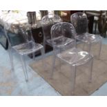 DINING CHAIRS, a set of four, contemporary perspex design, 83cm H. (4) (slight faults)