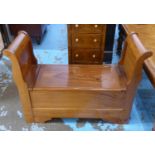 WINDOW SEAT, rosewood with hinged seat and storage under, 96cm W.