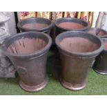 METALLIC GLAZED PLANTERS, a set of four, 56cm x 48cm diam. (4)