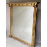 OVERMANTEL, Regency design giltwood composition with ball decorated cornice reeded and ribbon frame,