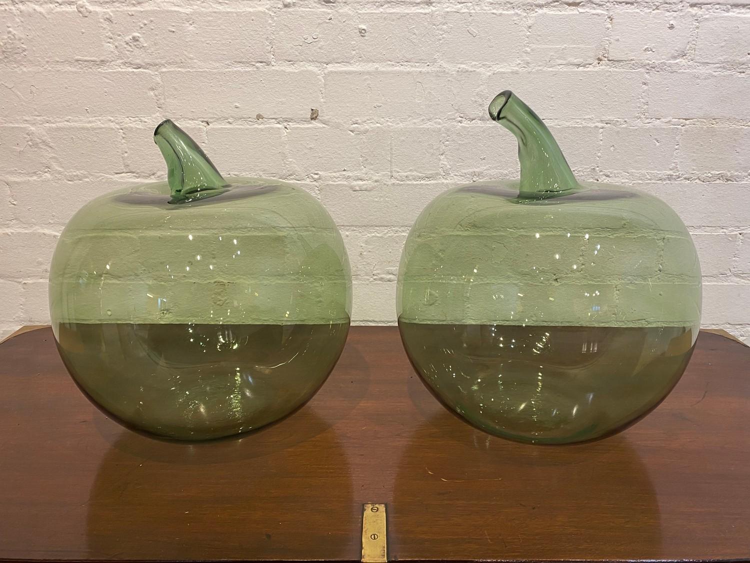 OVERSIZED GLASS APPLES, a pair, Murano style hand blown glass, approx 35cm H x 29cm. (2) - Image 2 of 4