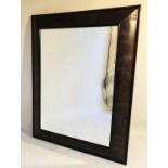 ANDREW MARTIN WALL MIRROR, rectangular faux crocodile covered cushion frame, 116cm x 148cm H.