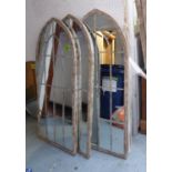 GARDEN MIRRORS, a set of three, Gothic arched top design, 66cm x 158cm. (3)