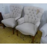 ARMCHAIRS, a pair, buttoned back finish, 97cm H. (2)
