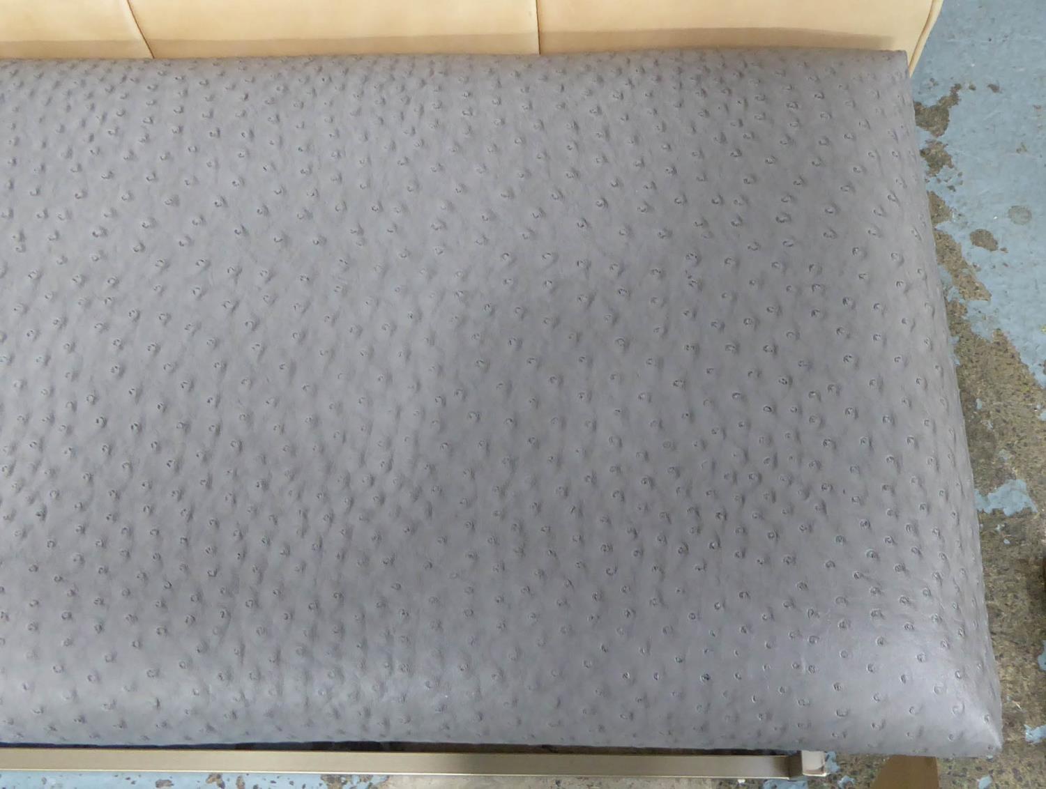 WINDOW SEAT, upholstered in a faux ostrich leather, to match previous lot, 120cm x 41cm x 54cm. - Image 2 of 3