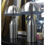 AFTER VICO MAGISTRETTI ATOLLO STYLE TABLE LAMPS, a pair, nickle finish, 46cm H approx. (2)