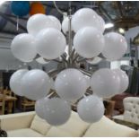 SPUTNIK STYLE CHANDELIER, 1950's style, polished metal frame, 160cm Drop approx.