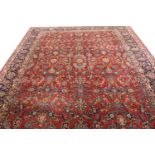 FINE ANTIQUE PERSIAN KASHAN CARPET, 356cm x 275cm, all over design.