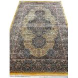 FINE PURE SILK TEHRAN DESIGN RUG, 225cm x 150cm.