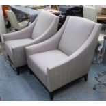 ARMCHAIRS, a pair, contemporary grey fabric with faux snake skin exterior, 72cm x 82cm x 90cm. (2)