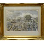 19th CENTURY SCHOOL 'Imperial Visits', a set of four lithographs in colours, 50cm x 60cm, framed and